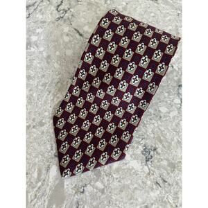 Claybrooke Men's Silk Neck Tie Red Cream Blue Geometric JL